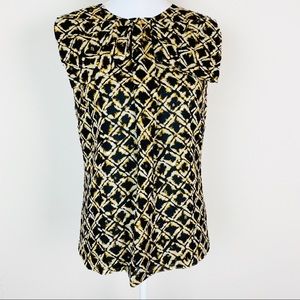 St. John Couture Silk Sleeveless Bow Neck Blouse